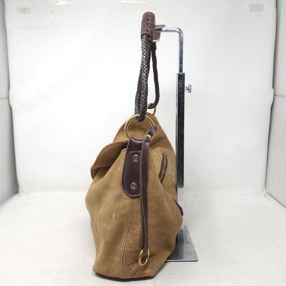 Henri Lou Womens Purse Brown Metallic Leather Hobo Slouch Large Shoulder Bag - Picture 4 of 11